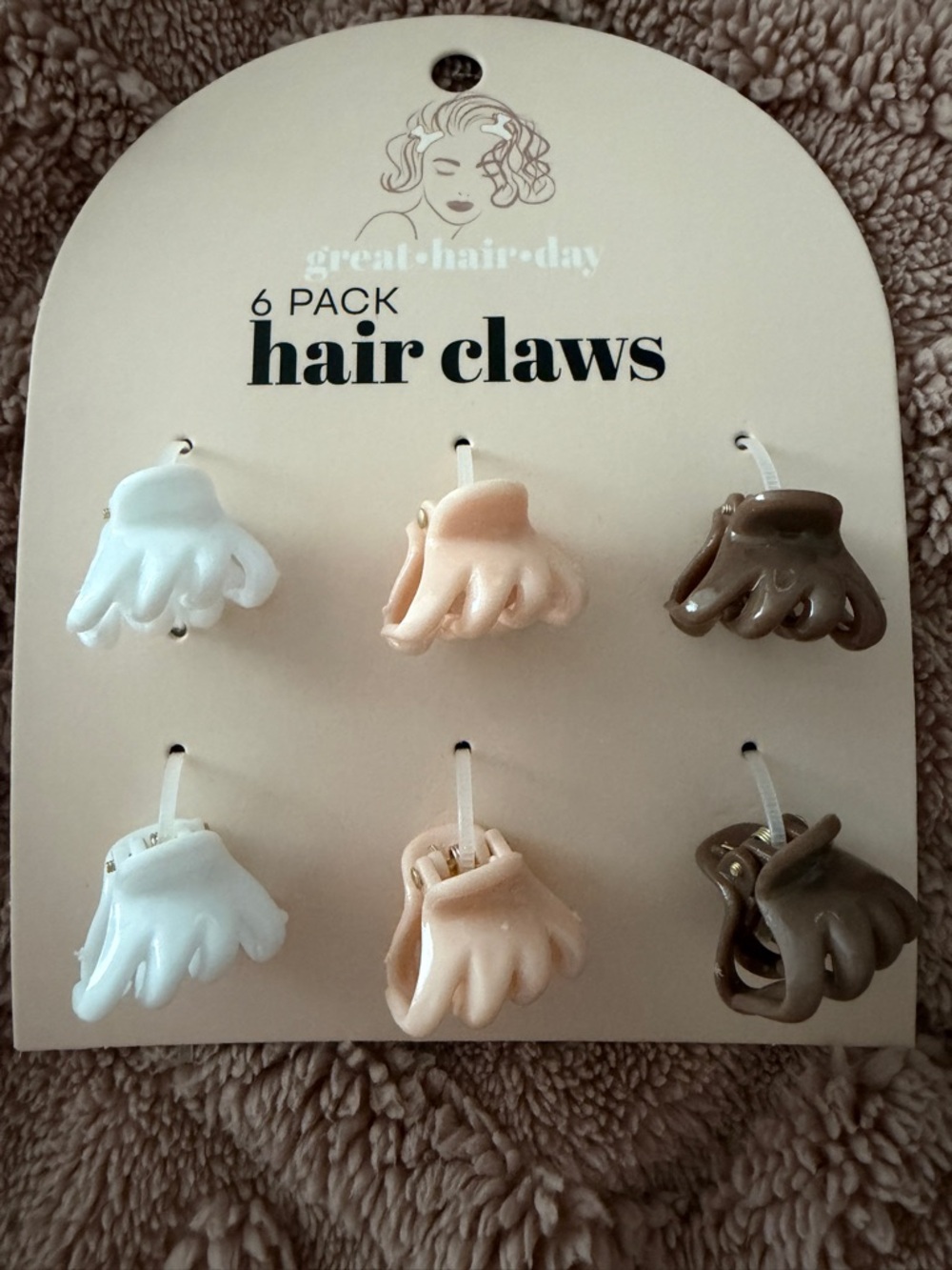 Mini Hair Claw Clips Set 6pcs Small Cute Jaw Clips Neutral Beige Brown Women